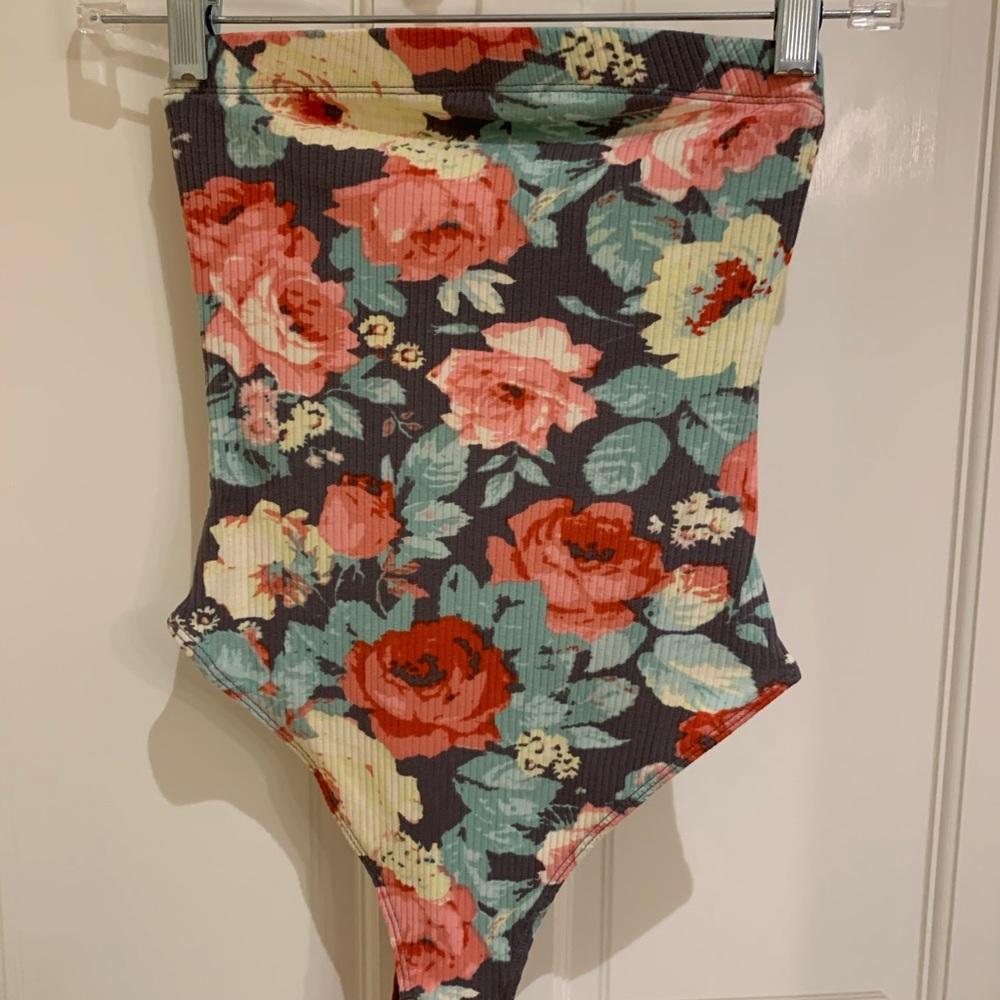 Urban Outfitters Floral Ribbed Bodysuit